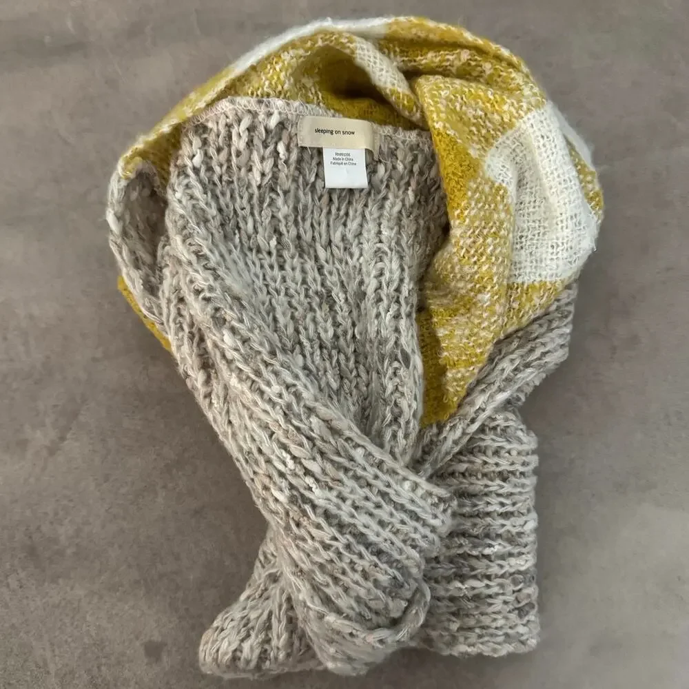Sleeping On Snow Womens Scarf Multicolor Striped Chunky Knit Winter One Size